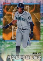 2021 Bowman's Best #49 Julio Rodriguez Gold Lava Refractor Baseball Card