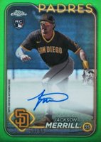 2024 Topps Chrome Rookie Autographs #RAJME Jackson Merrill Green Refractor Baseball Card