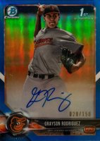 2018 Bowman Draft Chrome Draft Picks Autographs #CDAGR Grayson Rodriguez Blue Refractor Baseball Card
