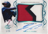 2018 Leaf Trinity Patch Autograph #PA-RA1 Ronald Acuna Platinum Baseball Card