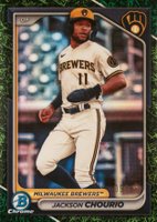 2024 Bowman Chrome Prospects #BCP140 Jackson Chourio Green Grass Refractor Baseball Card