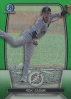 2023 Bowman NPB #92 Roki Sasaki Chrome-Green Refractor Baseball Card