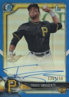 2018 Bowman Draft Chrome Draft Picks Autographs #CDATS Travis Swaggerty Blue Refractor Baseball Card