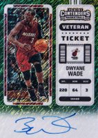 2022 Panini Contenders Veteran Ticket Autographs #VTDMH Dwyane Wade Premium Edition-Green Shimmer Basketball Card