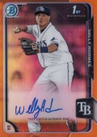 2015 Bowman Chrome Autograph Prospect #WA Willy Adames Orange Refractor Baseball Card
