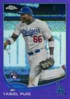2013 Topps Chrome #138 Yasiel Puig Running-Purple Refractor Baseball Card