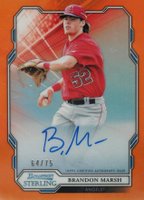 2019 Bowman Sterling Prospect Autographs #BM Brandon Marsh Orange Refractor Baseball Card