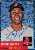 2022 Topps Chrome Platinum Anniversary Autographs #RD Rafael Devers Platinum Toile Cream/Blue Refractor Baseball Card