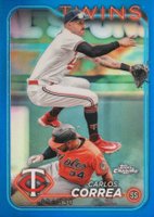 2024 Topps Chrome #156 Carlos Correa Blue Refractor Baseball Card