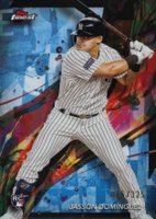 2024 Topps Finest #83 Jasson Dominguez Sky Blue Refractor Baseball Card