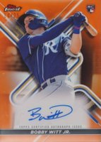 2022 Topps Finest Finest Autographs #BW Bobby Witt Jr. Orange Refractor Baseball Card
