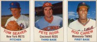 1977 Hostess # Tom Seaver/Pete Rose/Rod Carew Hand Cut-Panel Baseball Card