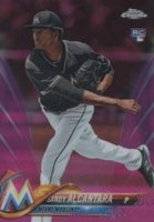 2018 Topps Chrome #128 Sandy Alcantara Pink Refractor Baseball Card