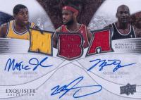 2007 Upper Deck Exquisite Collection Triple Autographs Jerseys #JJJ Magic Johnson/LeBron James/Michael Jordan Basketball Card