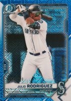 2021 Bowman Mega Box Chrome #BCP86 Julio Rodriguez Blue Refractor Baseball Card
