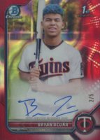 2022 Bowman Chrome Prospect Autographs #CPABA Bryan Acuna Red Lava Refractor Baseball Card
