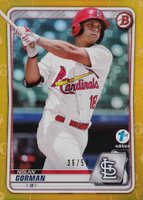 2020 Bowman 1st Edition #BFE66 Nolan Gorman Gold Foil Baseball Card