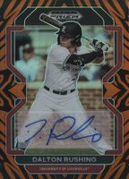 2022 Panini Prizm Draft Picks #PDP40 Dalton Rushing Autograph-Tiger Stripes Prizm Baseball Card