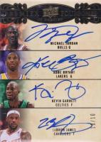 2008 Upper Deck Premier Foursome Autographs #P4-JBGJ Kevin Garnett/Kobe Bryant/LeBron James/Michael Jordan Basketball Card