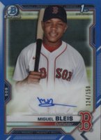 2021 Bowman Chrome Prospect Autographs #CPAMBL Miguel Bleis Blue Refractor Baseball Card