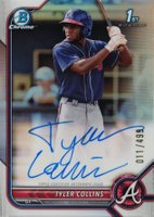 2022 Bowman Chrome Prospect Autographs #CPATCS Tyler Collins Refractor Baseball Card