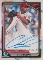 2024 Bowman Draft Chrome Prospect Autographs #CPACB Chase Burns Refractor Baseball Card