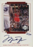 1999 Upper Deck MJ Master Collection Signature Performances #MJ10 Jordan's final shot gives 6th title Basketball Card