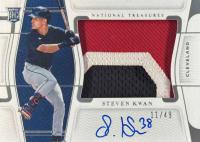 2022 Panini National Treasures #170 Steven Kwan Material Signature Baseball Card