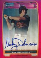 2012 Bowman Prospects #BCP92 Nick Delmonico Chrome-Red Refractor-Autograph Baseball Card