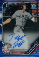 2019 Bowman Draft Chrome Draft Picks Autograph #CDAJSA Jake Sanford Blue Refractor Baseball Card