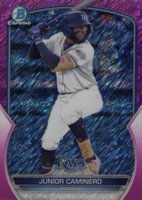 2023 Bowman Chrome Prospects #BCP162 Junior Caminero Fuchsia Shimmer Baseball Card