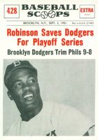 1961 Nu-Card Baseball Scoops #428 Robinson Saves Dodgers for Playoffs Baseball Card