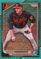 2024 Bowman Mega Box Chrome #49 Gunnar Henderson Aqua Refractor Baseball Card