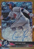 2018 Bowman Chrome Prospects Autographs #CPACP Cristian Pache Gold Shimmer Baseball Card
