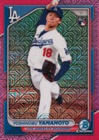 2024 Bowman Mega Box Chrome #36 Yoshinobu Yamamoto Pink Refractor Baseball Card