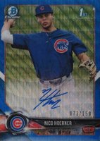 2018 Bowman Draft Chrome Draft Picks Autographs #CDANH Nico Hoerner Blue Wave Refractor Baseball Card