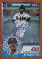 2018 Topps Silver Pack 1983 Chrome Promo #26 Ozzie Albies Autograph-Orange Refractor Baseball Card