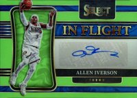 2021 Panini Select in Flight Signatures #IFAIV Allen Iverson Neon Green Prizm Basketball Card