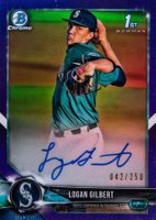 2018 Bowman Draft Chrome Draft Picks Autographs #CDALG Logan Gilbert Purple Refractor Baseball Card