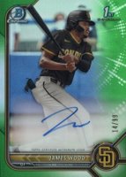 2022 Bowman Chrome Prospect Autographs #CPAJWD James Wood Green Refractor Baseball Card