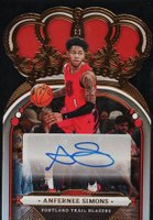 2022 Panini Crown Royale Crown Autographs #CAAFS Anfernee Simons Basketball Card