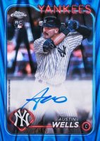 2024 Topps Chrome Rookie Autographs #RAAW Austin Wells Blue Raywave Refractor Baseball Card