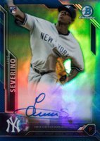 2016 Bowman Chrome Rookie Autographs #CRALS Luis Severino Blue Refractor Baseball Card