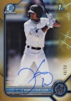 2022 Bowman Chrome Prospect Autographs #CPAKW Kahlil Watson Gold Refractor Baseball Card