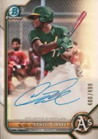 2022 Bowman Chrome Prospect Autographs #CPADC Denzel Clarke Refractor Baseball Card