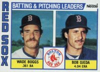 1984 Topps Nestle Hand Cut #786 Red Sox Batting & Pitching Leaders Baseball Card