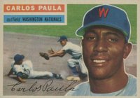 1956 Topps #4g Carlos Paula Gray back Baseball Card