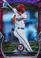 2023 Bowman Chrome Prospects #BCP129 James Wood Fuchsia Lunar Crater Refractor Baseball Card