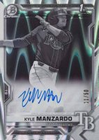 2021 Bowman Draft Chrome Draft Pick Autographs #CDAKM Kyle Manzardo Black & White Raywave Refractor Baseball Card