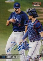 2021 Topps Stadium Club Chrome Base Autographs #NP Nate Pearson Orange Refractor Baseball Card